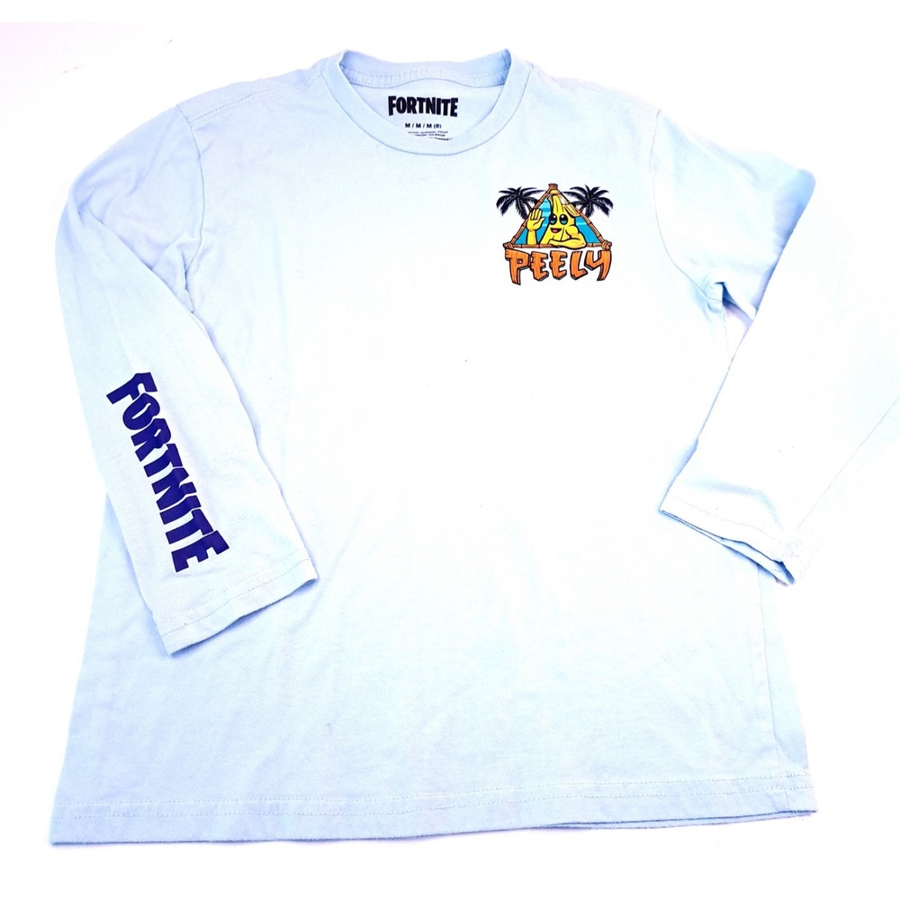 Fortnite Boys Peely Long Sleeve T-Shirt Boys Medium 8 Blue Video Game Gear